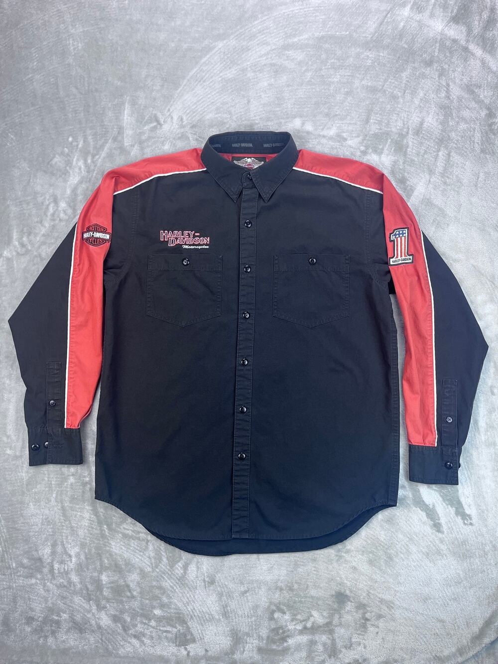 Vintage 2006 Harley-Davidson Racing Shirt Black Orange Medium